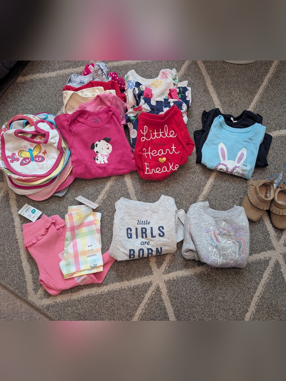 Baby Girl 6-9 Month Clothing Bundle 16 Items Plus Bibs